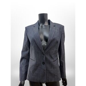 Hugo Boss Blazer Women US 8 Gray Virgin Wool Blend Tailored Career Jacket